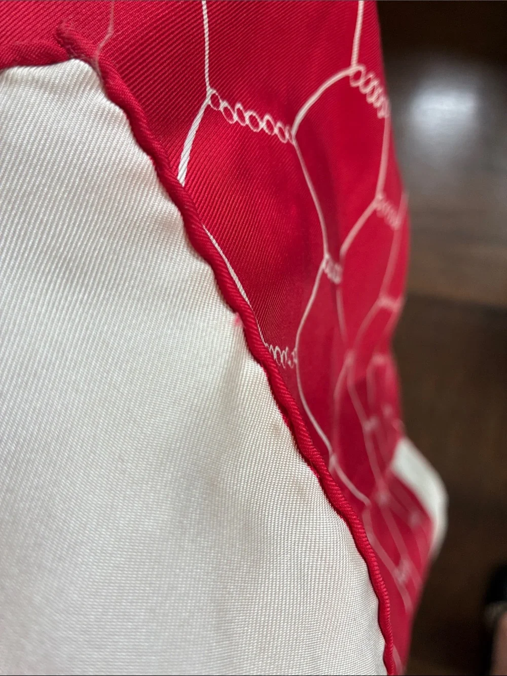Vintage Jean Casanova Red and White Silk Scarf